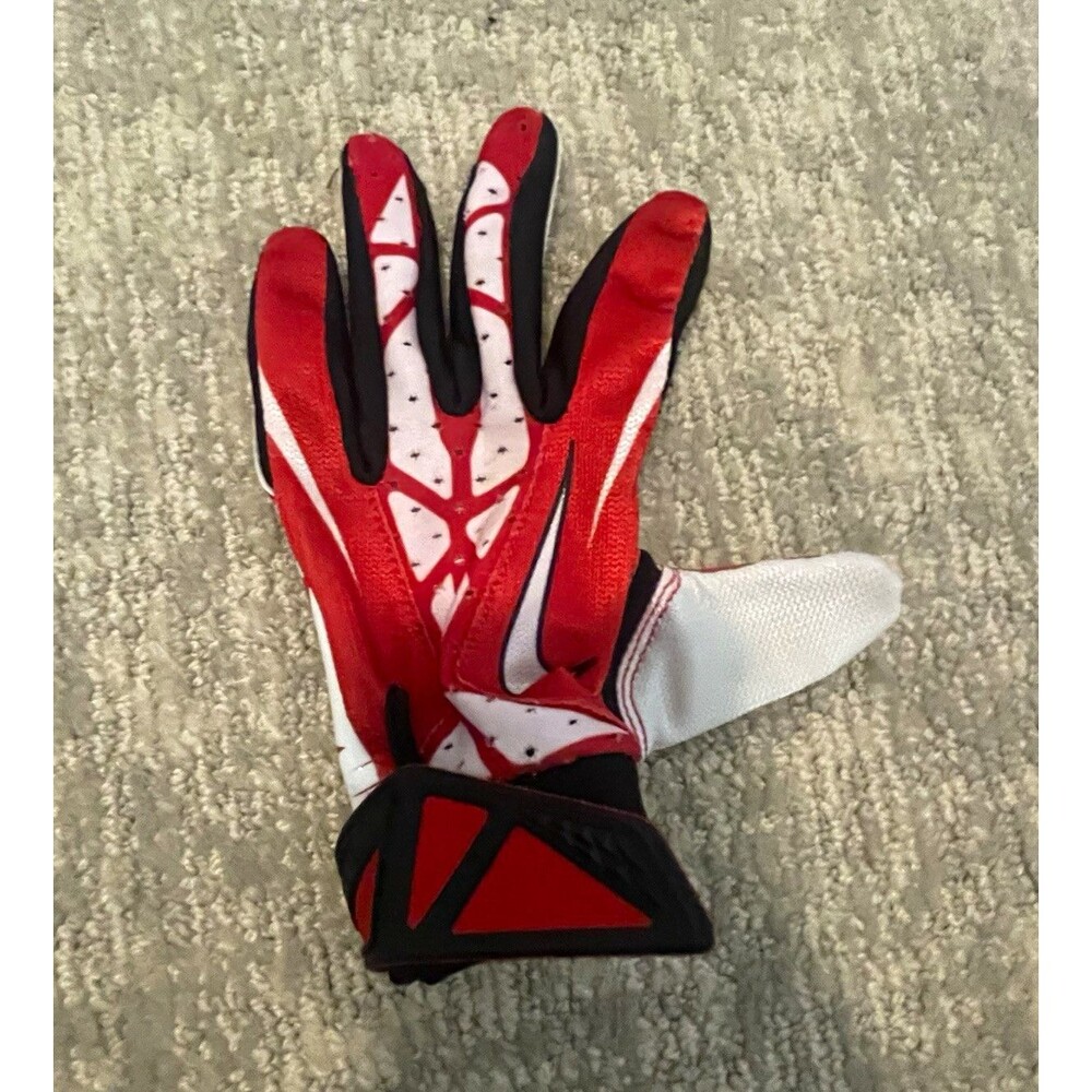 Nike Football Gloves Size S Red/White/Black Full Finger Synthetic Unisex Adults